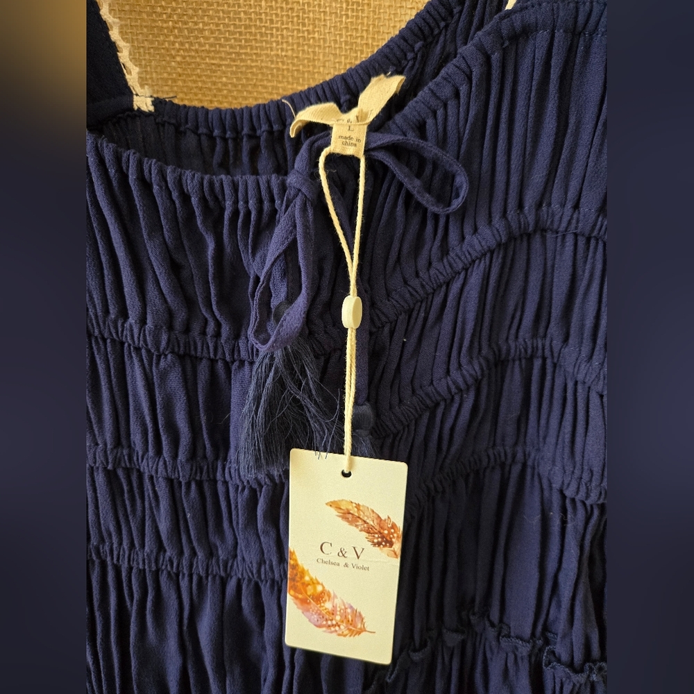 NWT Womens Chelsea & Violet Blue Sleeveless Dress with Tie Straps Size Large - Picture 5 of 9